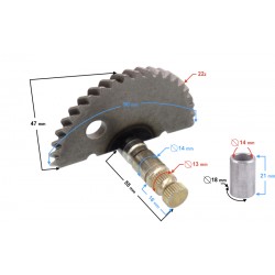 Kick Starter Shaft (Crescent Moon) for 4T 50cc Scooter (7 Teeth sprocket)