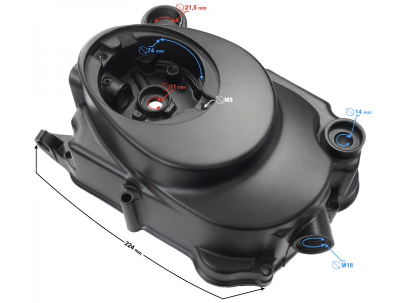 Engine cover - clutch for Fighter 2 moped, black Engine cover - clutch for Fighter 2 moped, black