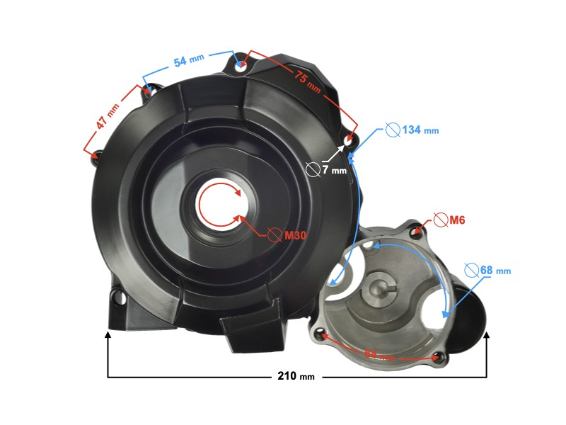 Left crankcase cover for Classic 125 motorcycle