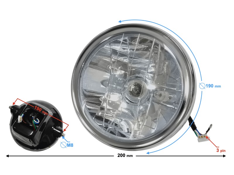 Headlight for Fighter 1 moped