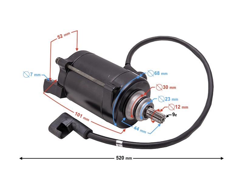 Starter for Hyper 125 motorcycle, 9 teeth
