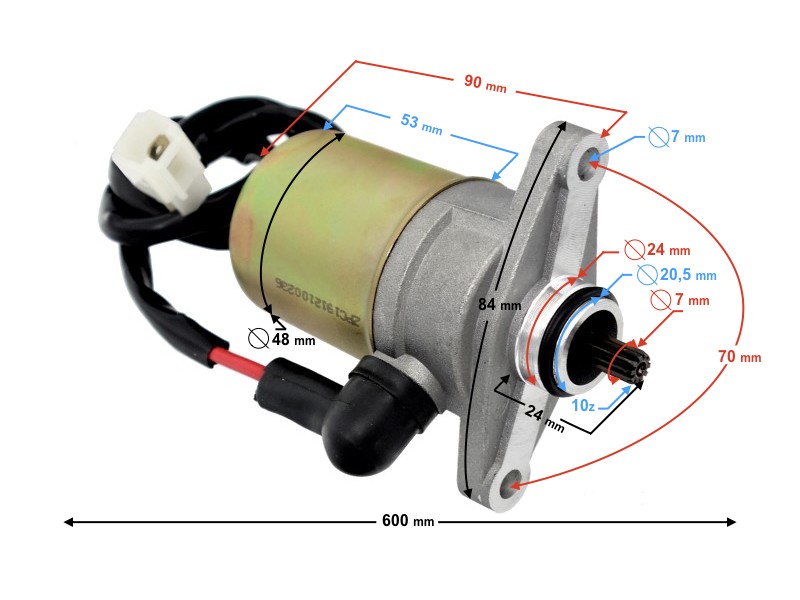 Starter Moretti for 4T 50cc scooter, 10 teeth
