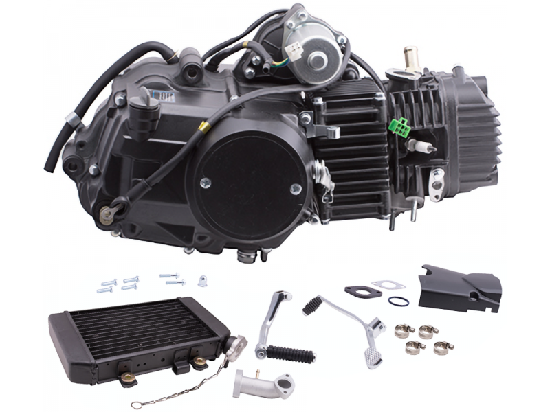 Liquid cooled 130cc engine with radiator