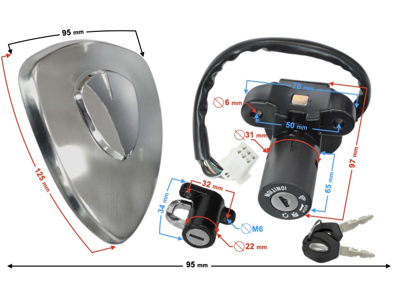 Ignition switch for Classic 125 motorcycle