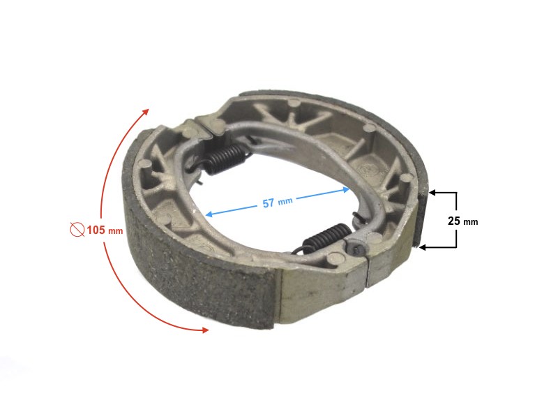 Rear brake shoes for Tres scooter