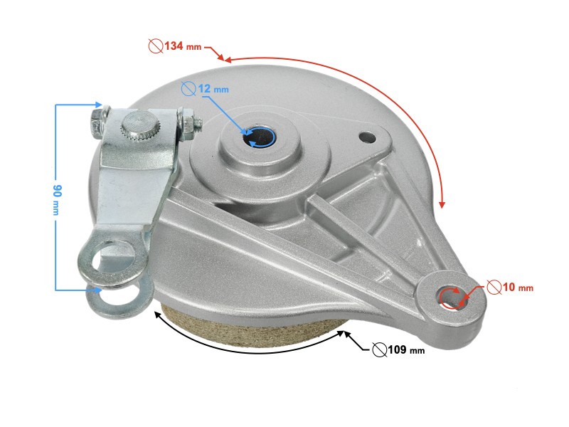 Rear brake shoes (set with spreader, with lever and spring) for Ranger Classic moped