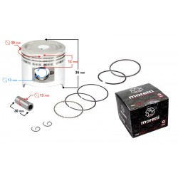 Moretti 50cc piston 4T moped, diameter 39, pin diameter 13, height 17,2, set