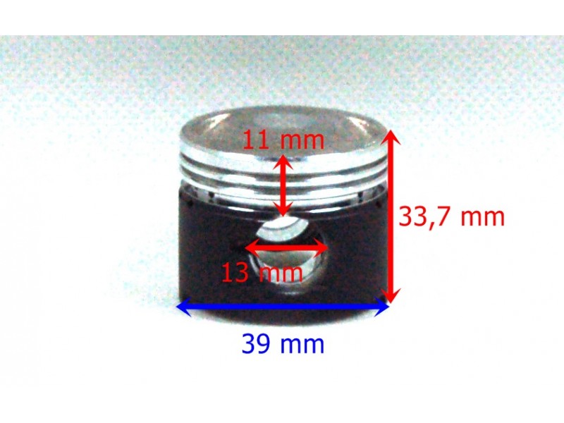 Moretti 50cc piston 4T scooter, graphite, diameter 39, pin diameter 13, height 17,2, set