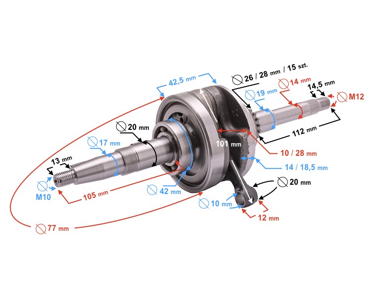 Crankshaft for Falcon 4T Euro 4 SYM engine