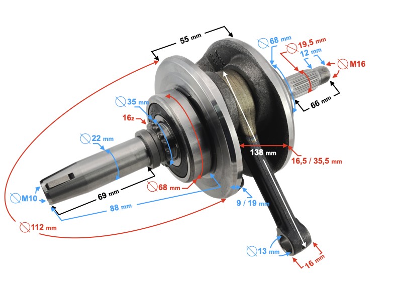 Crankshaft for Classic 125 motorcycle