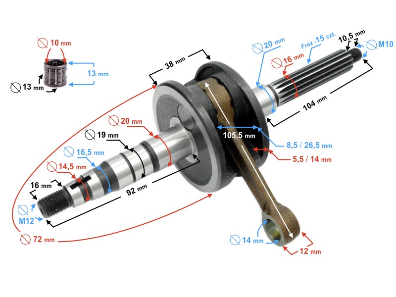 Crankshaft for Firefox scooter , 15 cutters