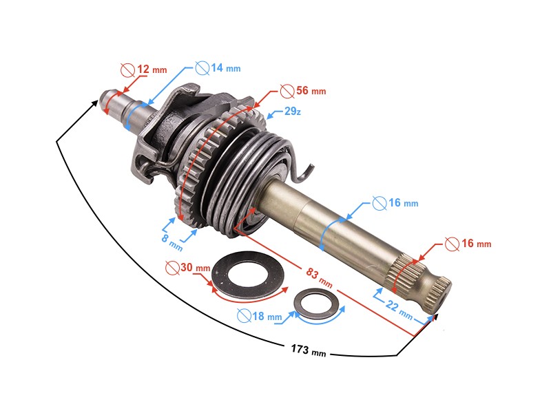Kick starter shaft for Hyper 125