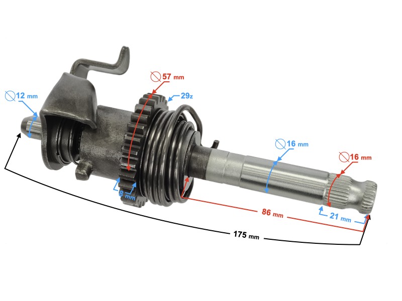 Kick starter shaft for Classic 125 motorcycle