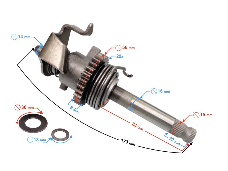 Kick starter shaft for Cafe Racer motorcycle