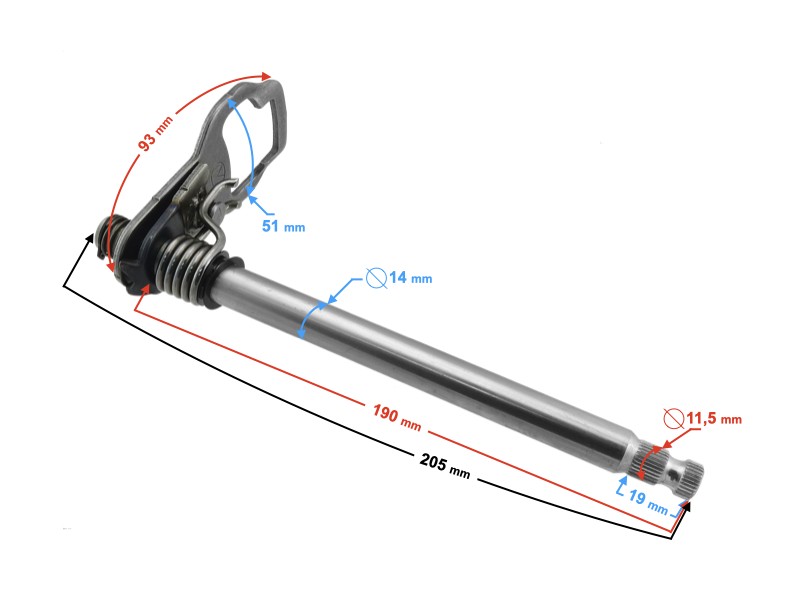 Gearshift shaft for Classic 125 motorcycle