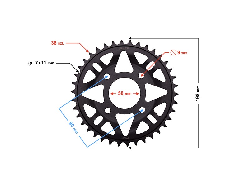Rear sprocket 38/520 for Hyper 125