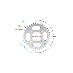Rear sprocket 38/428 for Classic 125