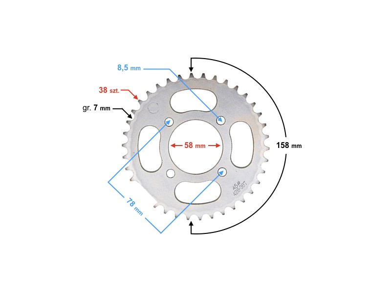 Rear sprocket 38/428 for Classic 125