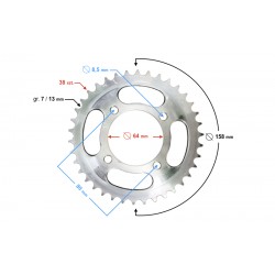 Rear sprocket 38/428 for TZ125