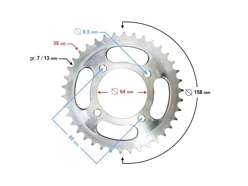 Rear sprocket 38/428 for TZ125