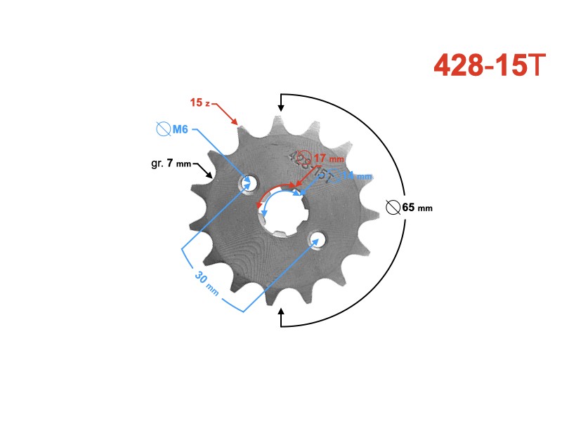 Sprocket 428-15 for moped (with holes)