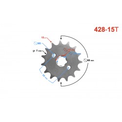 Sprocket 428-15 for moped (with holes)