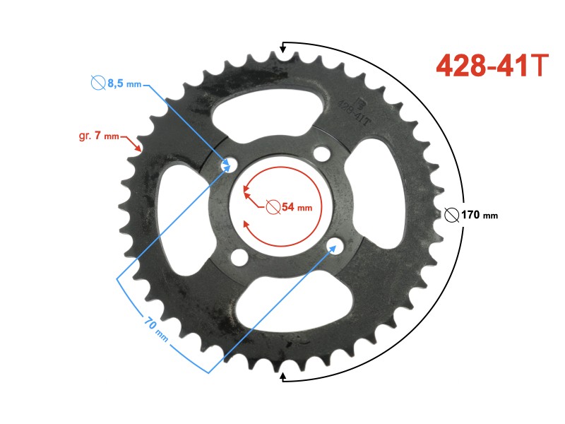 Rear sprocket 41/428 for Ranger Classic , black