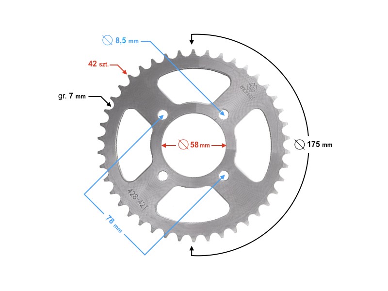 Rear sprocket Moretti 42/428