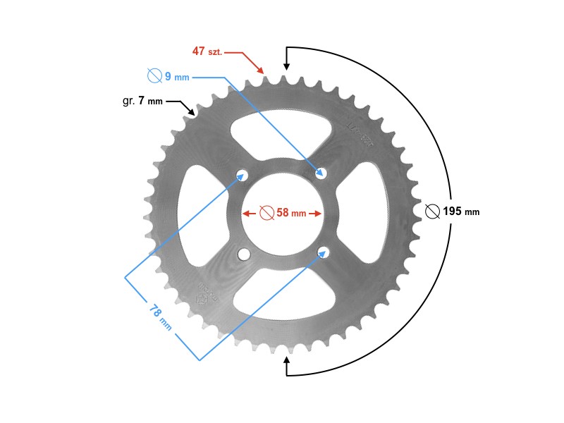 Rear sprocket Moretti 47/428 Rear sprocket Moretti 47/428