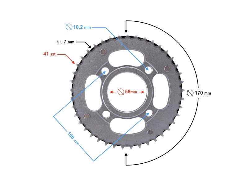 Rear sprocket 41/428 for Cafe Racer motorcycle