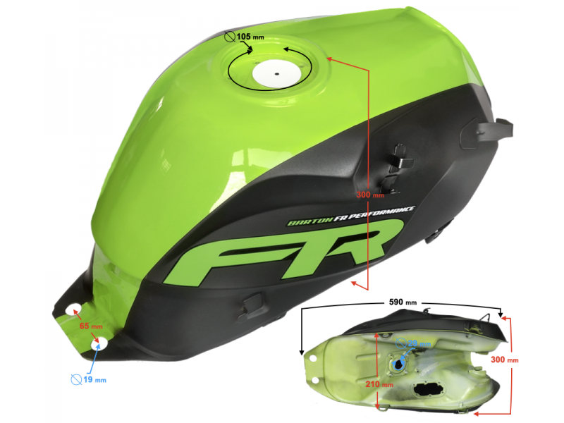 Green fuel tank for FR 2 moped Green fuel tank for FR 2 moped