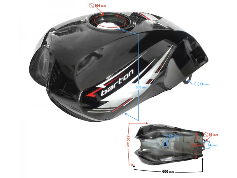 Black fuel tank for Fighter 2 moped