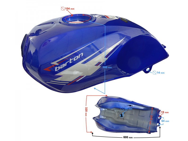 Blue fuel tank for Fighter 2 moped