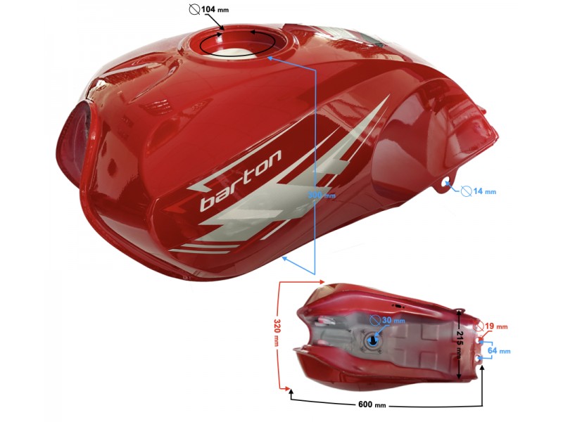 Red fuel tank for Fighter 2 moped