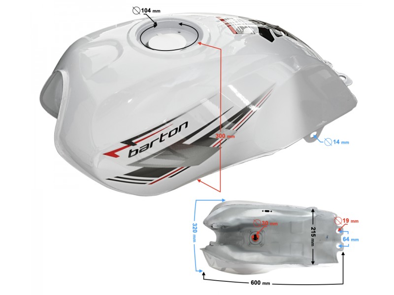 White fuel tank for Fighter 2 moped
