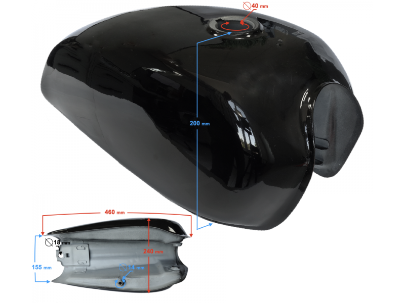 Black fuel tank for Ranger Classic moped