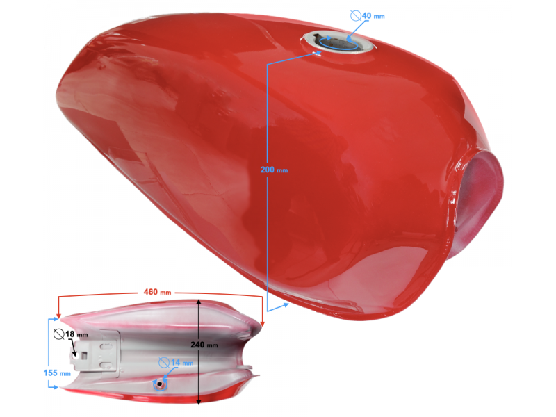 Red fuel tank for Ranger Classic moped