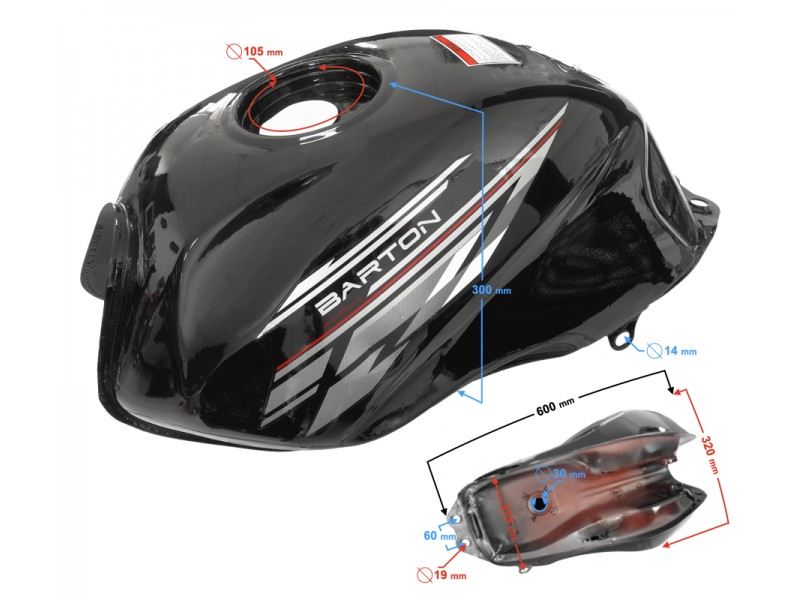 Black fuel tank for Sprint 2 moped