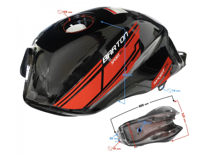 Black-red fuel tank for Sprint RS 2 moped