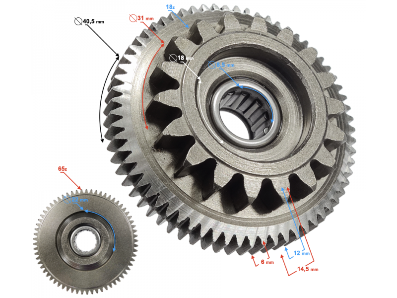 Intermediate starter sprocket for Firefox scooter