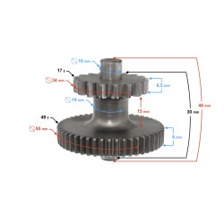 Intermediate starter sprocket for B-Max scooter