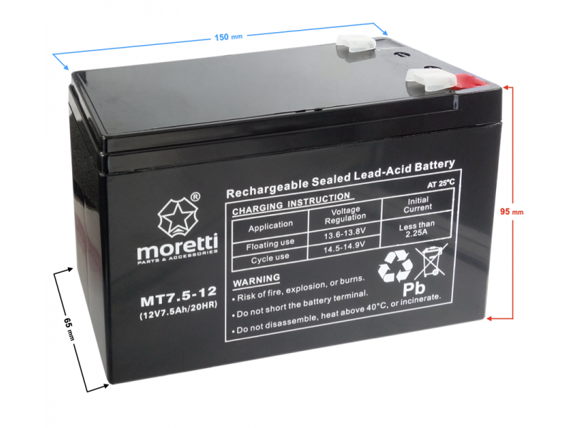 Akumulator Moretti UPS MT7.5-12 Akumulator Moretti UPS MT7.5-12