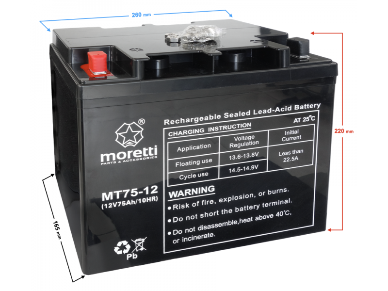 Akumulator Moretti UPS MT75-12