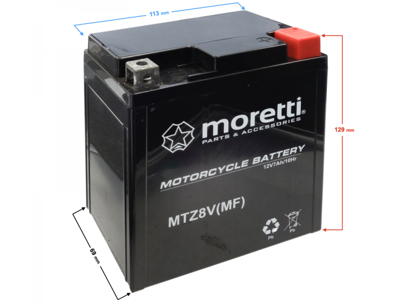 AGM (Gel) MTZ8V Moretti Battery