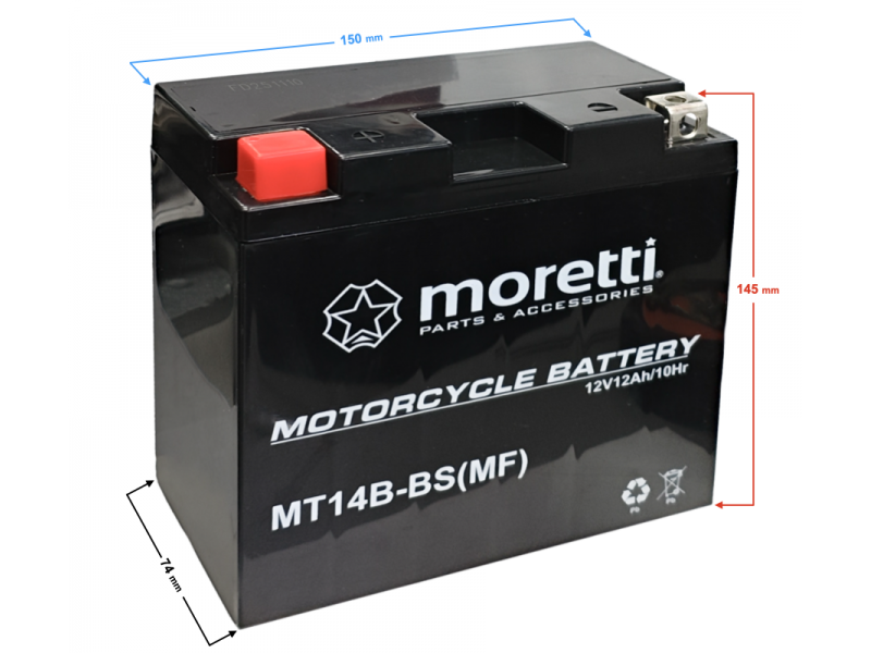 AGM (Gel) MT14B Moretti Battery AGM (Gel) MT14B Moretti Battery