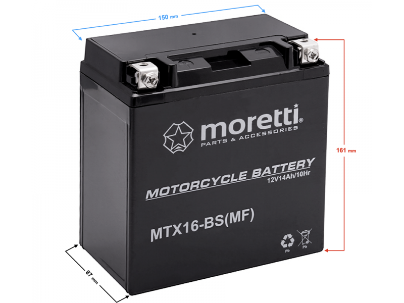 AGM (Gel) MTX16 Moretti Battery