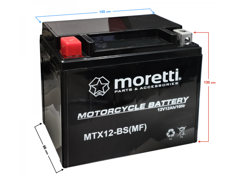 AGM (Gel) MTX12-BS Moretti Battery