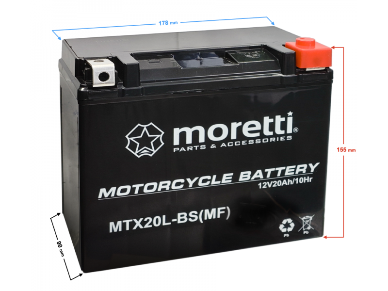 AGM (Gel) MTX20L-BS Moretti Battery