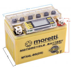 AGM (I-Gel) MTX4L-BS Moretti Battery with Digital Display