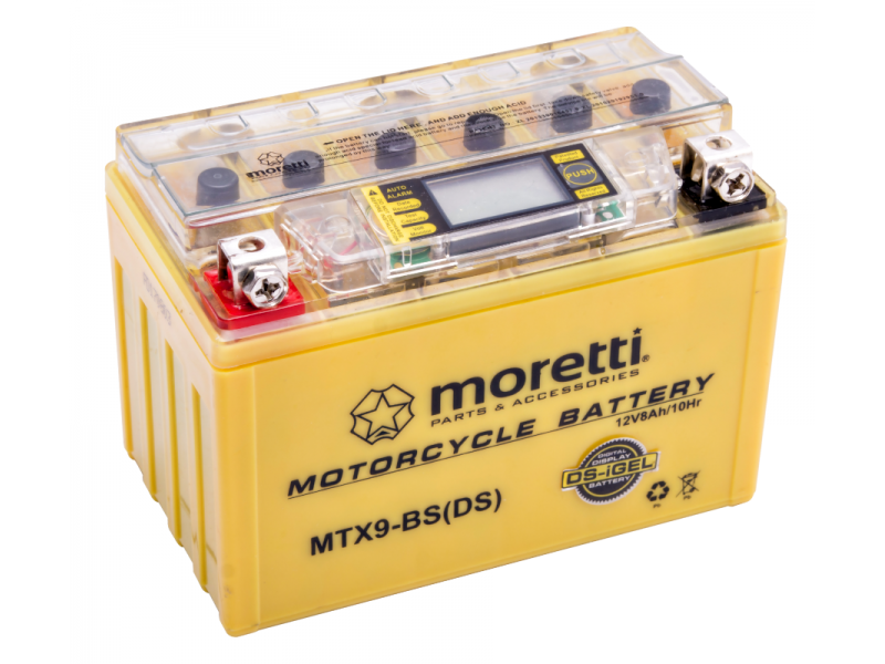 AGM (I-Gel) MTX9-BS Moretti Battery with Digital Display
